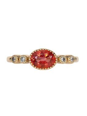 1.15ct Padparadscha Sapphire Ring with Natural Diamond Accent in 14K Yellow Gold